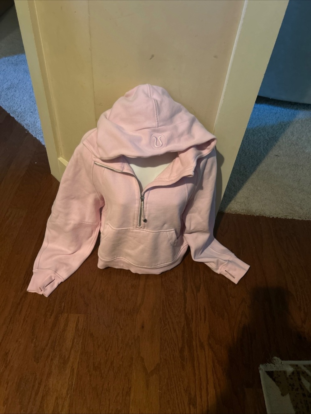 Lululemon Cropped Scuba Hoodie Half Zip Oversized Pink Womens XS/S